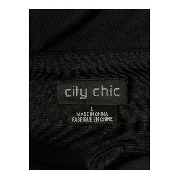 City Chic Daisy May V Neck Mini dress black size L 20 - Picture 4 of 8